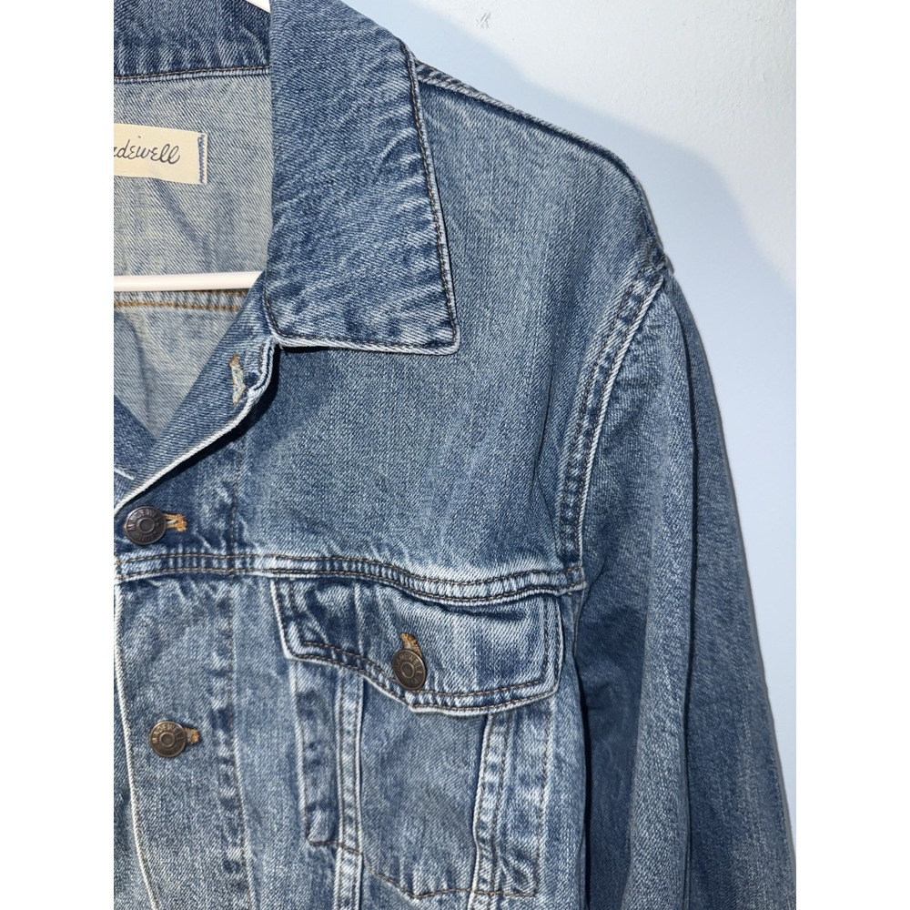 MADEWELL Women's Jean Jacket Denim Pockets Button Blue Style MA254 Size L - Picture 2 of 10